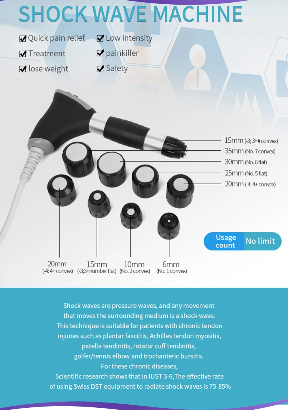 Shockwave Therapy Machine Acoustic Shock Wave Medical Equipment